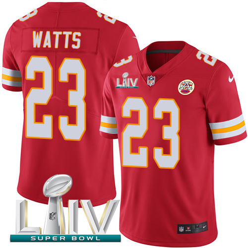 Kansas City Chiefs Nike 23 Armani Watts Red Super Bowl LIV 2020 Team Color Youth Stitched NFL Vapor Untouchable Limited Jersey